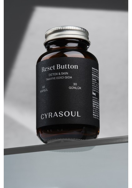 Reset Button Karahindiba, Enginar, Devedikeni, Moringa ve Zerdeçal İçeren Takviye Edici Gıda (Detox&Skin) indirimleri