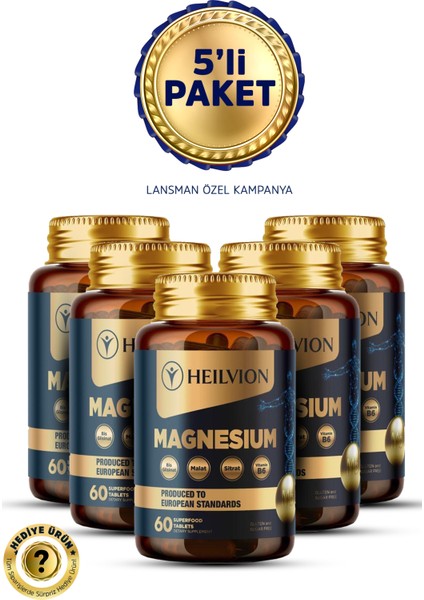 Magnezyum Multi Complex (Bisglisinat, Sitrat, Malat) & Vitamin B6 - 60 Tablet