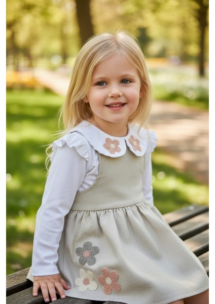Çiçek Nakışlı Kız Çocuk Elbise modelleri