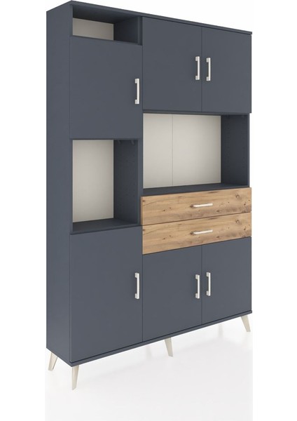 Arges Dolap 8 Raflı 2 Çekmeceli 6 Kapaklı 132X30X195 Antrasit-Antrasit/çam fiyatları