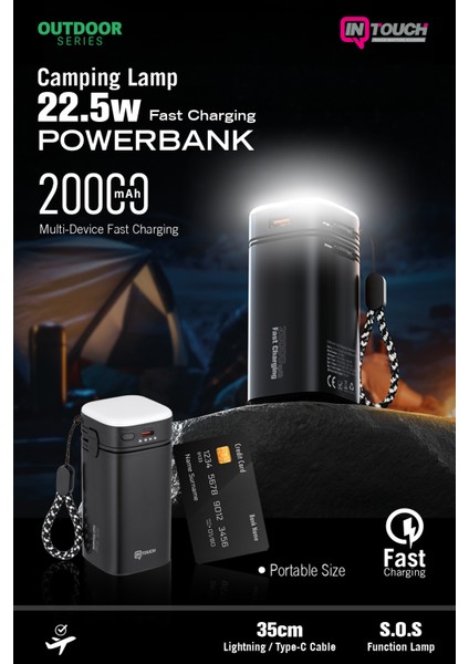 20.000 Mah 22,5W Pd Hızlı Kablolu Kamp Lambası Outdoor Serisi Powerbank fiyatları