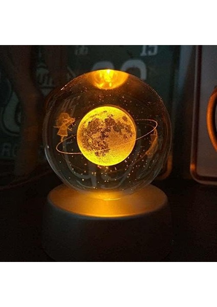 Cam Küre Renk Değiştiren LED Işıklı Gece Lambası Dekoratif Hediyelik Satürn Kızı fiyatları
