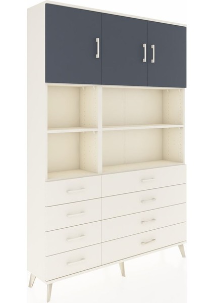 Arges Dolap 8 Raflı 8 Çekmeceli 3 Kapaklı 132X30X195 Aytaşı-Antrasit/aytaşı fiyatları