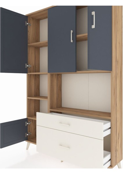 Arges Dolap 7 Raflı 2 Çekmeceli 5 Kapaklı 132X30X195 Çam-Antrasit/aytaşı fırsatları