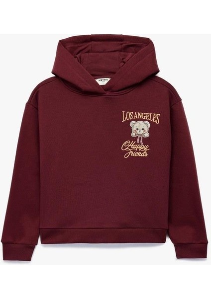 Kız Çocuk Pamuklu Uzun Kollu Baskılı Kapşonlu Sweatshirt (Aw 25)