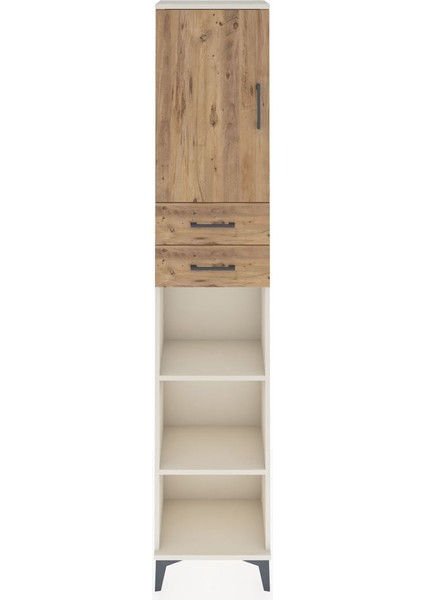 Arges Dolap 4 Raflı 2 Çekmeceli Tek Kapaklı 44X30X221 Aytaşı-Çam