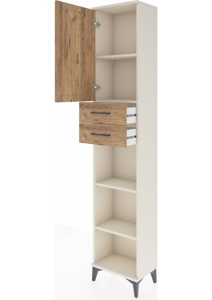 Arges Dolap 4 Raflı 2 Çekmeceli Tek Kapaklı 44X30X221 Aytaşı-Çam fırsatları