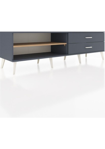 Hyperion Tv Ünitesi Tek Raflı 2 Çekmeceli 176X44X51 Antrasit-Çam/antrasit fiyatları