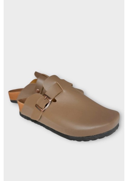 Unisex Toka Detaylı Mantar Anatomik Tabanlı Terlik Vizon fiyatları