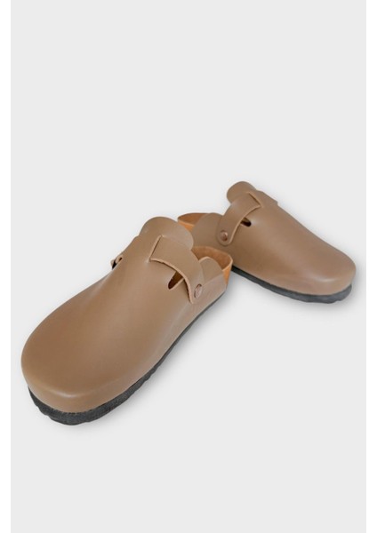 Unisex Toka Detaylı Mantar Anatomik Tabanlı Terlik Vizon fırsatları