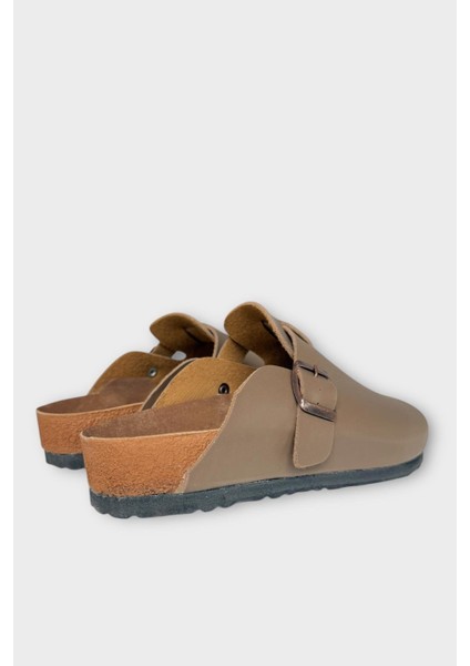 Unisex Toka Detaylı Mantar Anatomik Tabanlı Terlik Vizon indirimleri