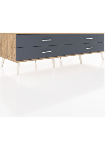 Kronos Tv Ünitesi 4 Çekmeceli 176X59X51 Çam-Çam/antrasit fiyatları