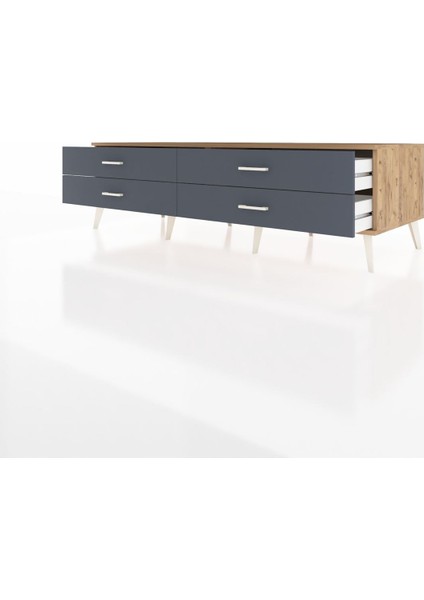 Kronos Tv Ünitesi 4 Çekmeceli 176X59X51 Çam-Çam/antrasit modelleri