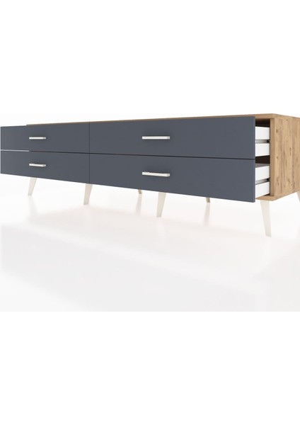 Kronos Tv Ünitesi 4 Çekmeceli 176X59X51 Çam-Çam/antrasit fırsatları