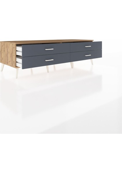 Kronos Tv Ünitesi 4 Çekmeceli 176X59X51 Çam-Çam/antrasit indirimleri