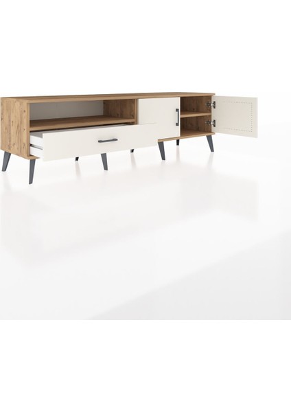 Hyperion Tv Ünitesi 2 Raflı Tek Çekmeceli 2 Kapaklı 176X44X51 Çam-Aytaşı/aytaşı indirimleri