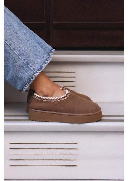 Bot 2525 - İçi Kürklü İşleme Detaylı Vizon Süet Kadın Bot modelleri