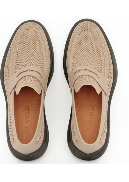 Triko Örme Bej Loafer Erkek Ayakkabı Eva/tpu Taban - 3550