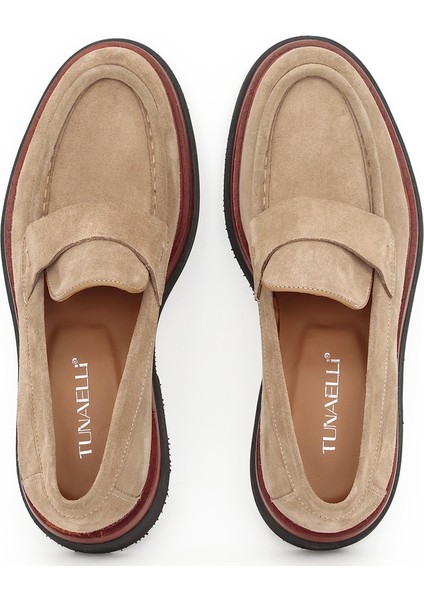 Hakiki Süet Deri Bej Loafer Erkek Ayakkabı Eva Taban - 3524 indirimleri