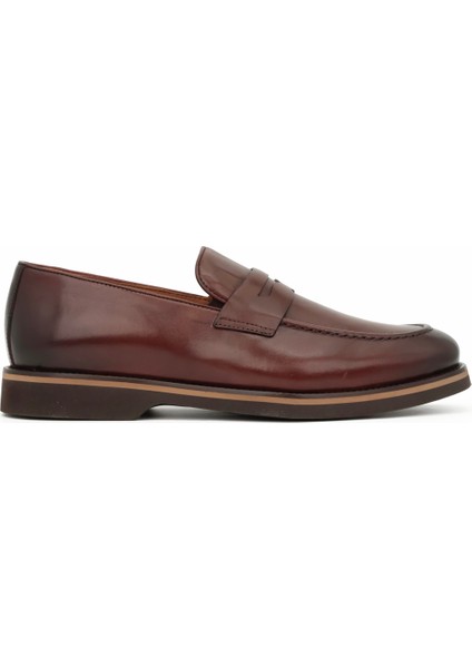 Hakiki Deri Kahverengi Loafer Erkek Ayakkabı Eva Taban - 3898
