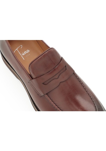 Hakiki Deri Kahverengi Loafer Erkek Ayakkabı Eva Taban - 3898