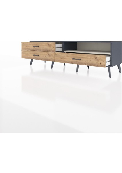 Hyperion Tv Ünitesi Tek Raflı 3 Çekmeceli 176X44X51 Antrasit-Aytaşı/çam modelleri