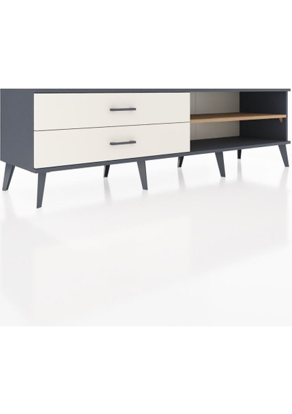 Hyperion Tv Ünitesi Tek Raflı 2 Çekmeceli 176X44X51 Antrasit-Çam/aytaşı fiyatları