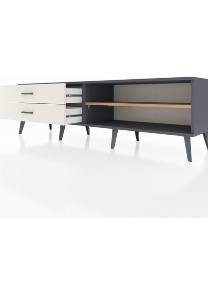 Hyperion Tv Ünitesi Tek Raflı 2 Çekmeceli 176X44X51 Antrasit-Çam/aytaşı fırsatları