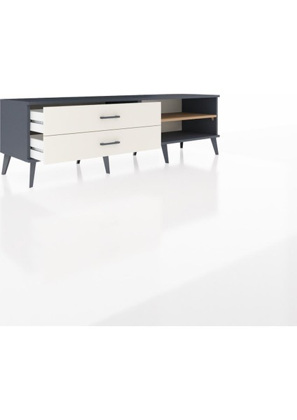 Hyperion Tv Ünitesi Tek Raflı 2 Çekmeceli 176X44X51 Antrasit-Çam/aytaşı indirimleri