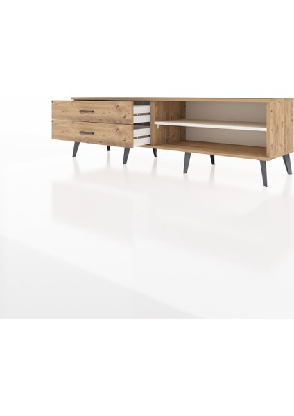 Hyperion Tv Ünitesi Tek Raflı 2 Çekmeceli 176X44X51 Çam-Aytaşı/çam modelleri