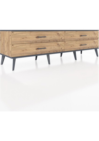 Hyperion Tv Ünitesi 4 Çekmeceli 176X44X51 Çam-Antrasit/çam fiyatları