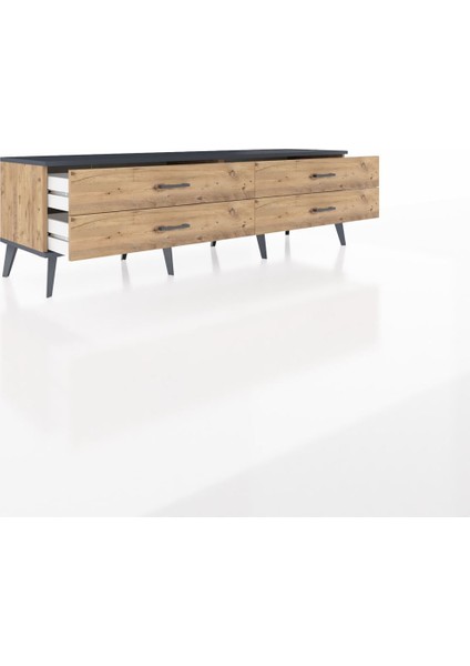 Hyperion Tv Ünitesi 4 Çekmeceli 176X44X51 Çam-Antrasit/çam indirimleri