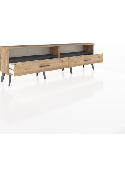 Arges Tv Ünitesi 2 Raflı 2 Çekmeceli 176X30X51 Çam-Antrasit/çam indirimleri