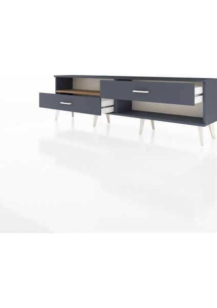 Arges Tv Ünitesi Tek Raflı 2 Çekmeceli 176X30X51 Antrasit-Çam/antrasit modelleri