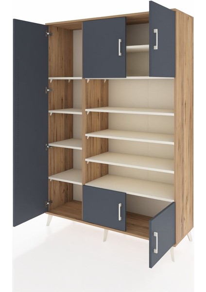 Hyperion Dolap 10 Raflı 5 Kapaklı 132X44X195 Çam-Antrasit/aytaşı modelleri