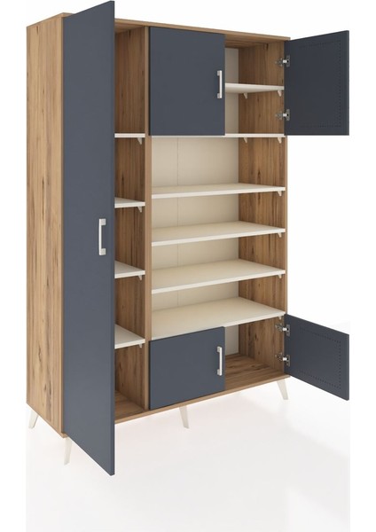 Hyperion Dolap 10 Raflı 5 Kapaklı 132X44X195 Çam-Antrasit/aytaşı indirimleri