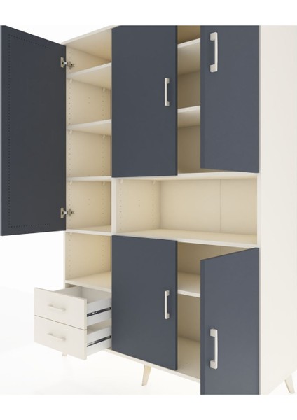 Hyperion Dolap 10 Raflı 2 Çekmeceli 5 Kapaklı 132X44X195 Aytaşı-Antrasit/aytaşı fırsatları