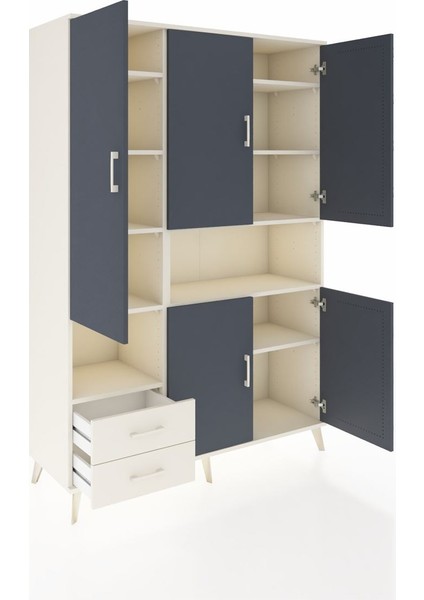 Hyperion Dolap 10 Raflı 2 Çekmeceli 5 Kapaklı 132X44X195 Aytaşı-Antrasit/aytaşı indirimleri