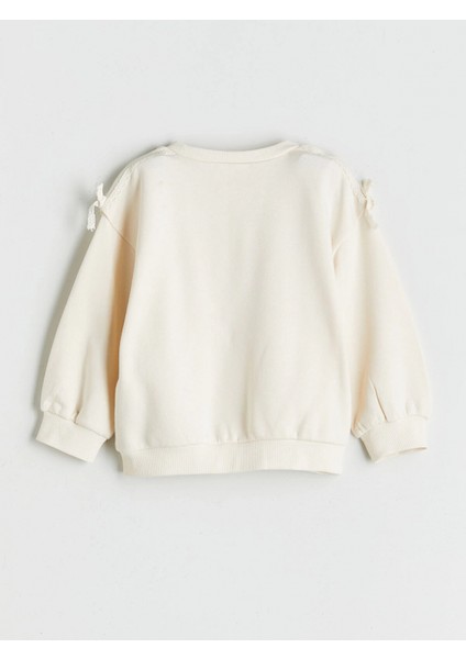 Lcw Kids Ekru Bisiklet Yaka Fiyonk Nakışlı Uzun Kollu Kız Çocuk Sweatshirt ve Tayt indirimleri