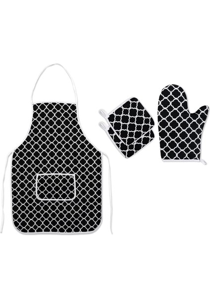 4 Lü Mutfak Çeyiz Seti; Mutfak Önlüğü, Fırın Eldiveni ve Tutacak Takımı