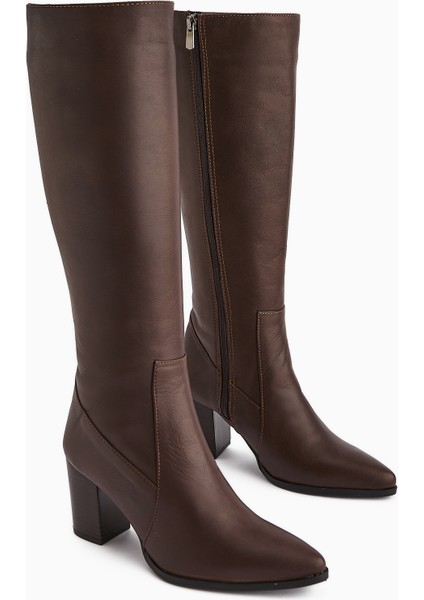 Vilda Hakiki Deri Kahve Sivri Burunlu Kadın Çizme modelleri