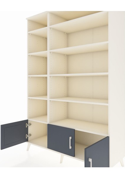 Hyperion Dolap 10 Raflı 3 Kapaklı 132X44X195 Aytaşı-Antrasit/aytaşı fırsatları