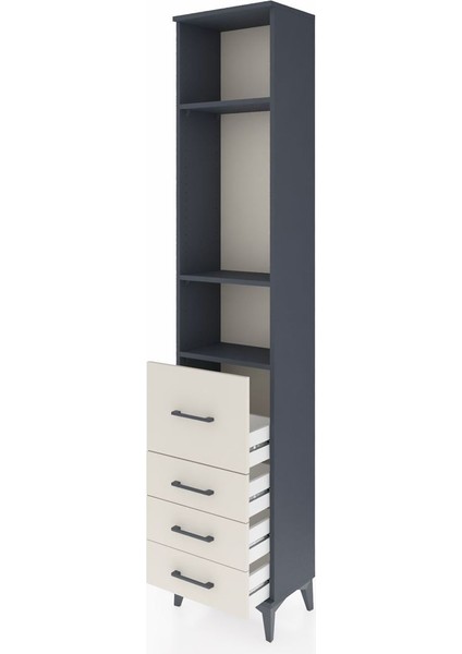 Arges Dolap 3 Raflı 4 Çekmeceli 44X30X221 Antrasit-Aytaşı fırsatları