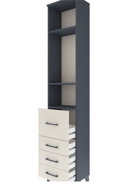 Arges Dolap 3 Raflı 4 Çekmeceli 44X30X221 Antrasit-Aytaşı indirimleri