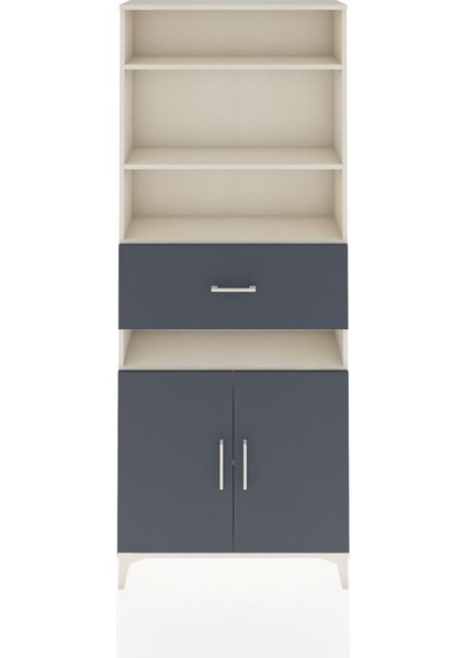 Arges Dolap 5 Raflı Tek Çekmeceli 2 Kapaklı 88X30X221 Aytaşı-Antrasit