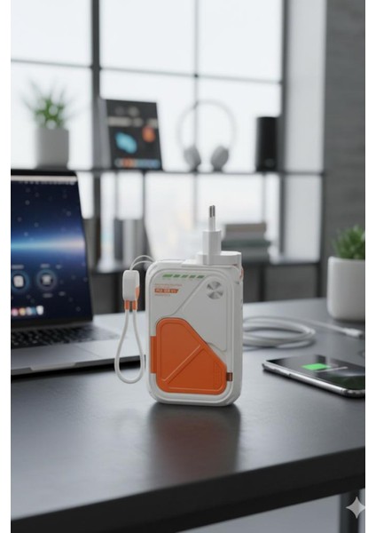 Fulltech FP18 10000 Mah 22.5W Powerbank 5in1 Kablosuz Şarj Fişli Priz Adaptörü ve Hızlı Şarj Desteği