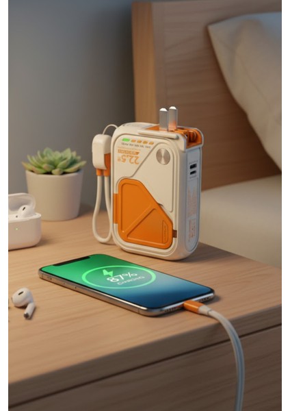 Fulltech FP18 10000 Mah 22.5W Powerbank 5in1 Kablosuz Şarj Fişli Priz Adaptörü ve Hızlı Şarj Desteği fırsatları