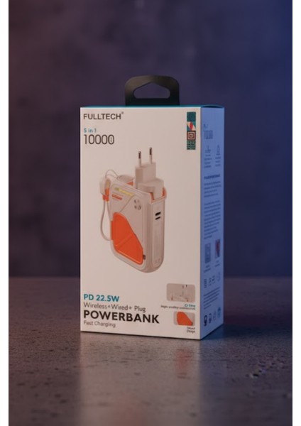 Fulltech FP18 10000 Mah 22.5W Powerbank 5in1 Kablosuz Şarj Fişli Priz Adaptörü ve Hızlı Şarj Desteği indirimleri