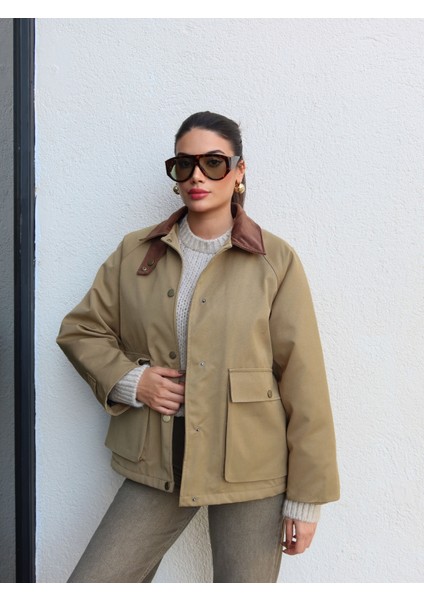 Kadife Yaka Kapitone Dolgu Ceket fırsatları