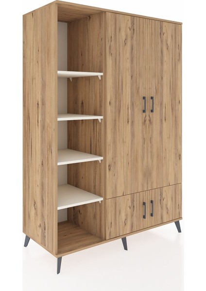 Kronos Dolap 6 Raflı 4 Kapaklı Tek Askılı 132X59X195 Çam-Çam/aytaşı fiyatları